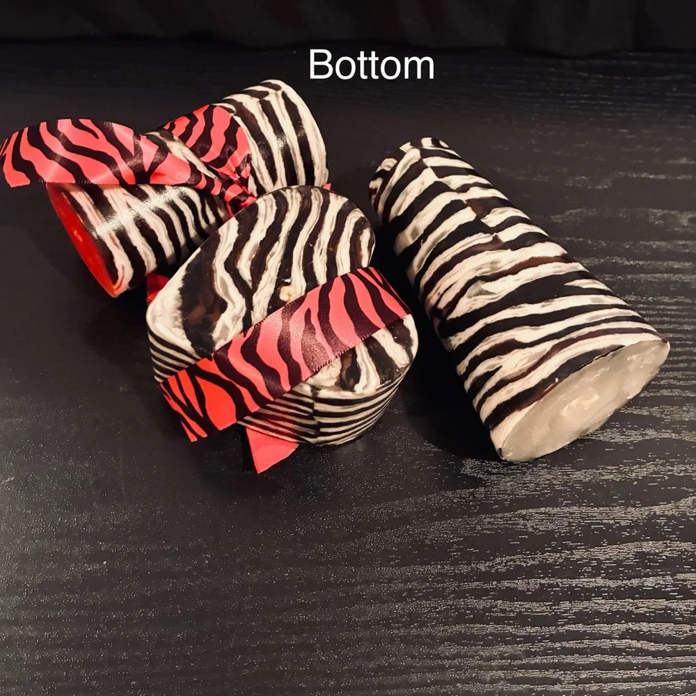 NWOT Set of 3 Animal Print: Zebra Print with Fuchsia Unscented Candles